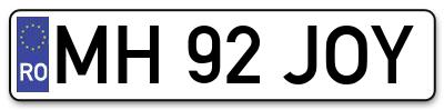 Placuta inmatriculare numar auto  MH-92-JOY, MH 92 JOY, MH92JOY