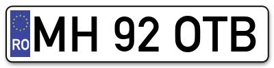 Placuta inmatriculare numar auto  MH-92-OTB, MH 92 OTB, MH92OTB