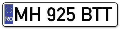 Placuta inmatriculare numar auto  MH-925-BTT, MH 925 BTT, MH925BTT