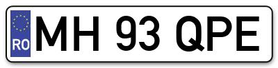 Placuta inmatriculare numar auto  MH-93-QPE, MH 93 QPE, MH93QPE