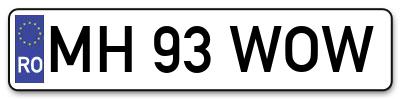 Placuta inmatriculare numar auto  MH-93-WOW, MH 93 WOW, MH93WOW