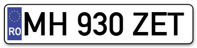 Placuta inmatriculare numar auto  MH-930-ZET, MH 930 ZET, MH930ZET