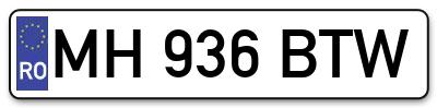 Placuta inmatriculare numar auto  MH-936-BTW, MH 936 BTW, MH936BTW