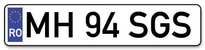 Placuta inmatriculare numar auto  MH-94-SGS, MH 94 SGS, MH94SGS