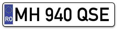 Placuta inmatriculare numar auto  MH-940-QSE, MH 940 QSE, MH940QSE