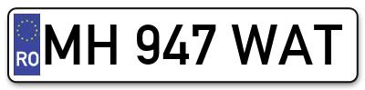 Placuta inmatriculare numar auto  MH-947-WAT, MH 947 WAT, MH947WAT