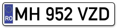 Placuta inmatriculare numar auto  MH-952-VZD, MH 952 VZD, MH952VZD