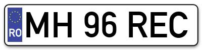 Placuta inmatriculare numar auto  MH-96-REC, MH 96 REC, MH96REC