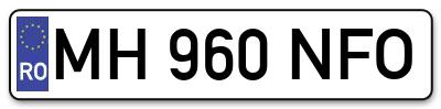 Placuta inmatriculare numar auto  MH-960-NFO, MH 960 NFO, MH960NFO