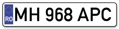 Placuta inmatriculare numar auto  MH-968-APC, MH 968 APC, MH968APC