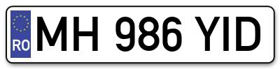 Placuta inmatriculare numar auto  MH-986-YID, MH 986 YID, MH986YID
