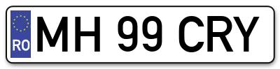 Placuta inmatriculare numar auto  MH-99-CRY, MH 99 CRY, MH99CRY