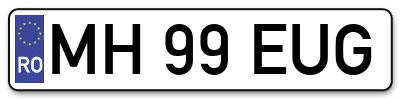 Placuta inmatriculare numar auto  MH-99-EUG, MH 99 EUG, MH99EUG