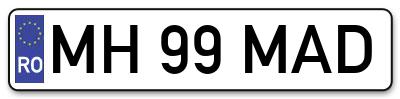 Placuta inmatriculare numar auto  MH-99-MAD, MH 99 MAD, MH99MAD