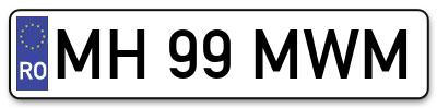 Placuta inmatriculare numar auto  MH-99-MWM, MH 99 MWM, MH99MWM
