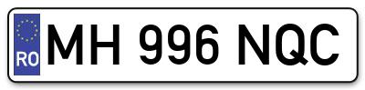 Placuta inmatriculare numar auto  MH-996-NQC, MH 996 NQC, MH996NQC