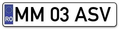 Placuta inmatriculare numar auto  MM-03-ASV, MM 03 ASV, MM03ASV
