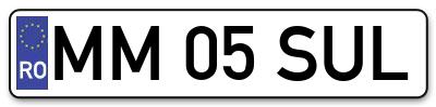 Placuta inmatriculare numar auto  MM-05-SUL, MM 05 SUL, MM05SUL