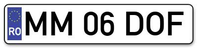 Placuta inmatriculare numar auto  MM-06-DOF, MM 06 DOF, MM06DOF
