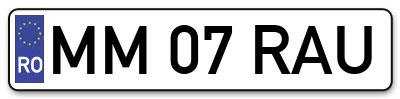 Placuta inmatriculare numar auto  MM-07-RAU, MM 07 RAU, MM07RAU