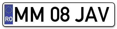 Placuta inmatriculare numar auto  MM-08-JAV, MM 08 JAV, MM08JAV
