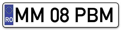 Placuta inmatriculare numar auto  MM-08-PBM, MM 08 PBM, MM08PBM