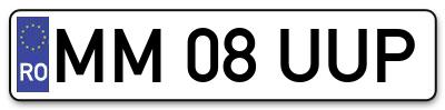 Placuta inmatriculare numar auto  MM-08-UUP, MM 08 UUP, MM08UUP