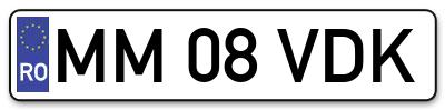 Placuta inmatriculare numar auto  MM-08-VDK, MM 08 VDK, MM08VDK