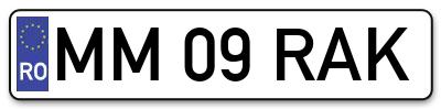 Placuta inmatriculare numar auto  MM-09-RAK, MM 09 RAK, MM09RAK