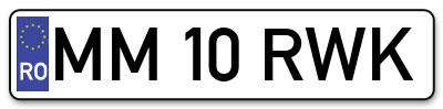 Placuta inmatriculare numar auto  MM-10-RWK, MM 10 RWK, MM10RWK