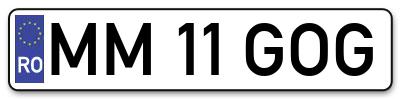 Placuta inmatriculare numar auto  MM-11-GOG, MM 11 GOG, MM11GOG