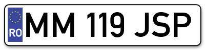 Placuta inmatriculare numar auto  MM-119-JSP, MM 119 JSP, MM119JSP
