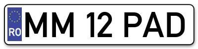 Placuta inmatriculare numar auto  MM-12-PAD, MM 12 PAD, MM12PAD