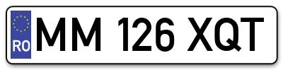 Placuta inmatriculare numar auto  MM-126-XQT, MM 126 XQT, MM126XQT