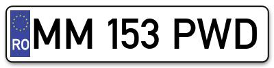 Placuta inmatriculare numar auto  MM-153-PWD, MM 153 PWD, MM153PWD