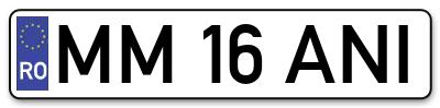 Placuta inmatriculare numar auto  MM-16-ANI, MM 16 ANI, MM16ANI