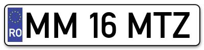 Placuta inmatriculare numar auto  MM-16-MTZ, MM 16 MTZ, MM16MTZ