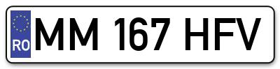 Placuta inmatriculare numar auto  MM-167-HFV, MM 167 HFV, MM167HFV