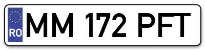 Placuta inmatriculare numar auto  MM-172-PFT, MM 172 PFT, MM172PFT