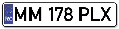 Placuta inmatriculare numar auto  MM-178-PLX, MM 178 PLX, MM178PLX