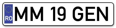 Placuta inmatriculare numar auto  MM-19-GEN, MM 19 GEN, MM19GEN