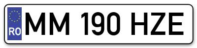 Placuta inmatriculare numar auto  MM-190-HZE, MM 190 HZE, MM190HZE