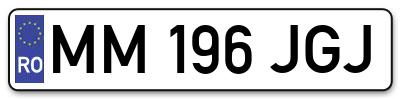 Placuta inmatriculare numar auto  MM-196-JGJ, MM 196 JGJ, MM196JGJ