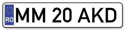 Placuta inmatriculare numar auto  MM-20-AKD, MM 20 AKD, MM20AKD