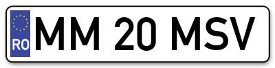 Placuta inmatriculare numar auto  MM-20-MSV, MM 20 MSV, MM20MSV