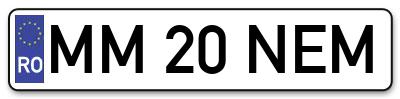Placuta inmatriculare numar auto  MM-20-NEM, MM 20 NEM, MM20NEM