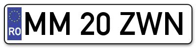 Placuta inmatriculare numar auto  MM-20-ZWN, MM 20 ZWN, MM20ZWN