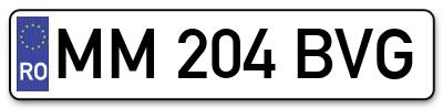 Placuta inmatriculare numar auto  MM-204-BVG, MM 204 BVG, MM204BVG
