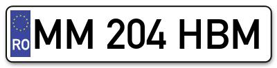 Placuta inmatriculare numar auto  MM-204-HBM, MM 204 HBM, MM204HBM