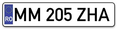 Placuta inmatriculare numar auto  MM-205-ZHA, MM 205 ZHA, MM205ZHA
